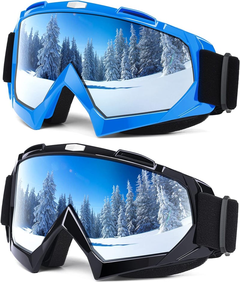 Braylin Adult Ski Goggles, 2-Pack Snowboard Goggles for Youth, Teens, Men & Women, Wide View Snowmobile Goggles - Image 1